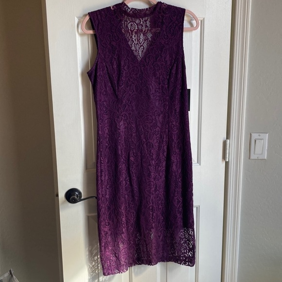 En Focus lace purple sheath dress sz 12 - Picture 3 of 7